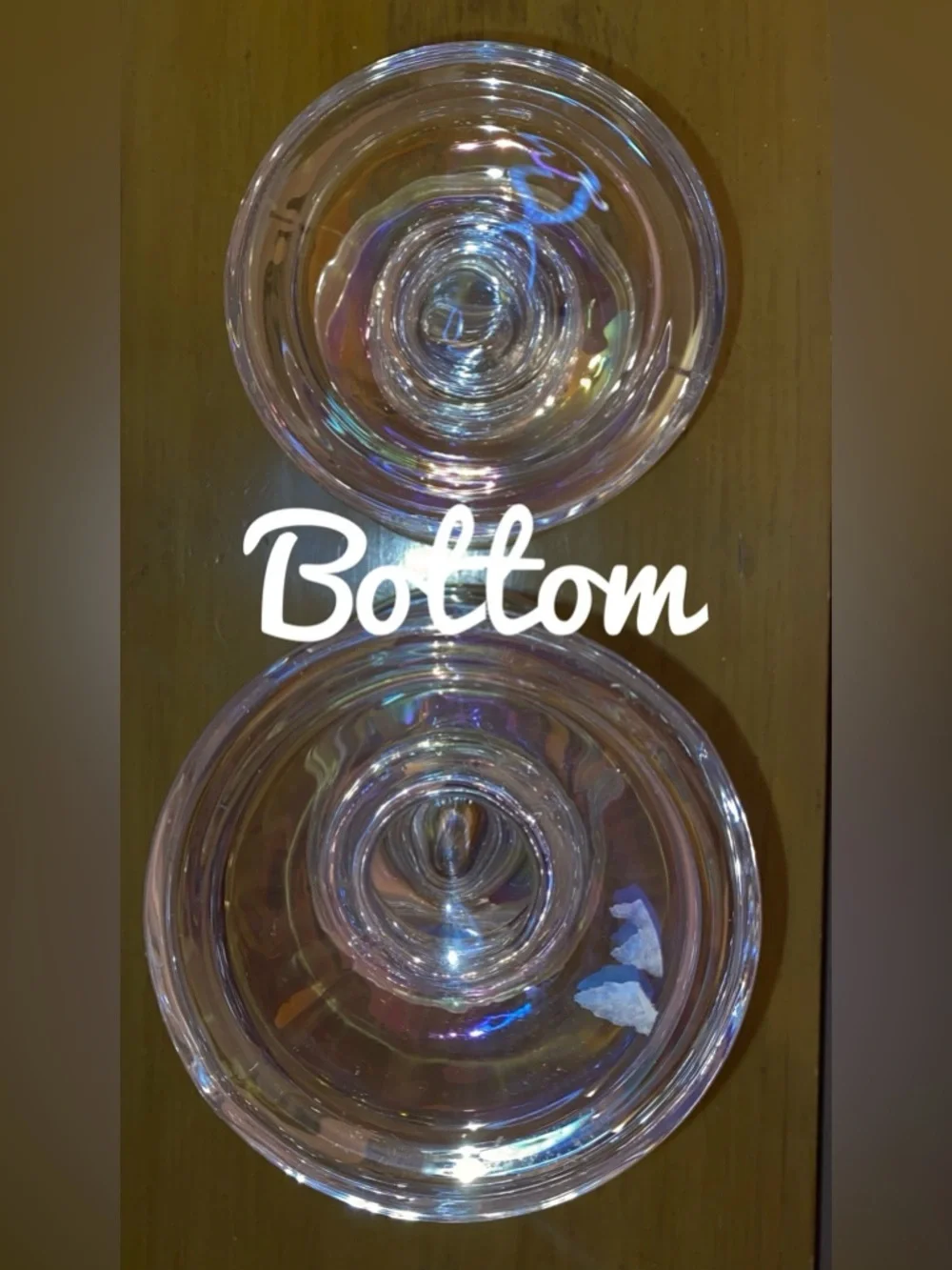 KROSNO POLAND Crystal Pillar & Tapered Candle Holders Iridescent Rainbow Set/2